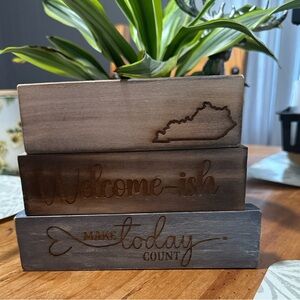 Rustic Wooden Shelf Sitter Sign | Handmade Laser Engraved Farmhouse Home Decor